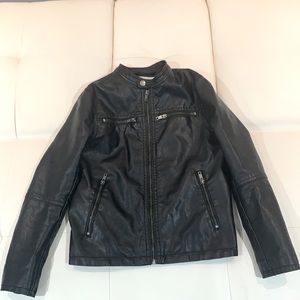 Boys Black Biker Jacket, Size 9-10Y